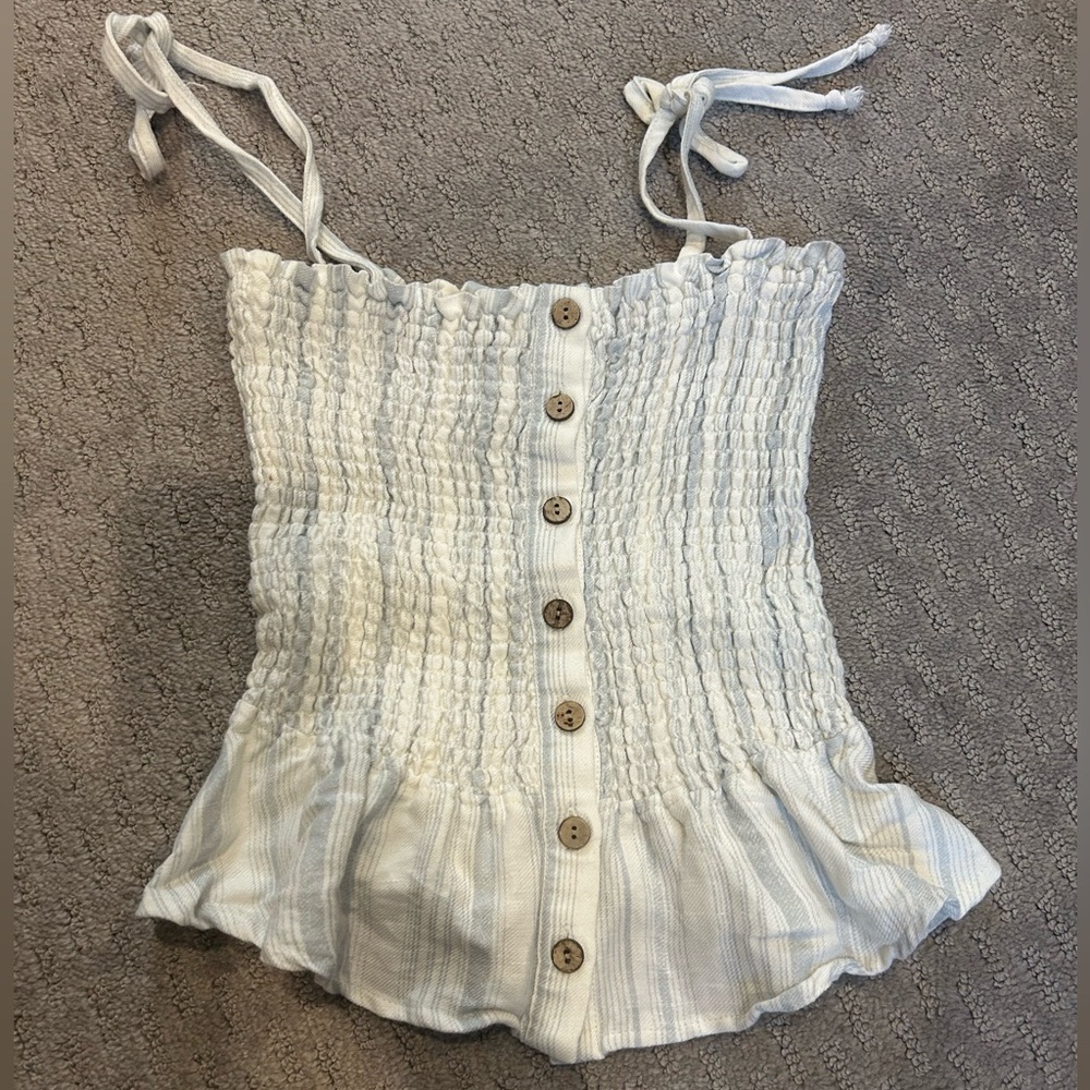 Chaser Smocked Button Down Tank Top